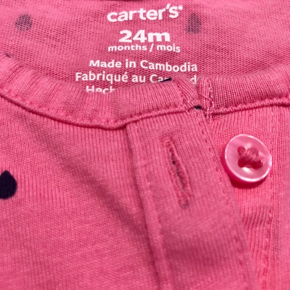 2 Carter’s Onesies With Ruffles Watermelon Pattern and Purple Gingham 24 Months - Picture 5 of 8